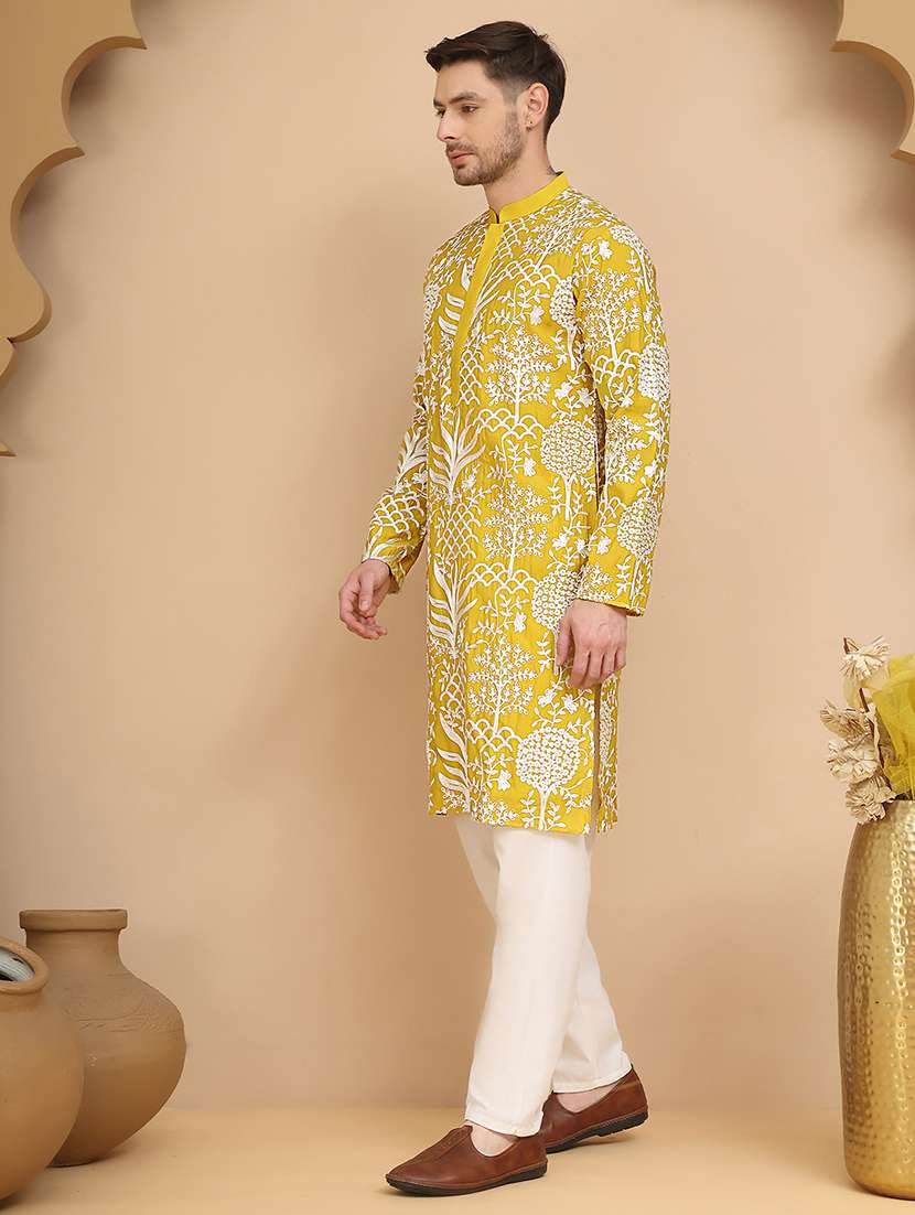 men mandarin neck kurta pyjama ethnic wear set - 21944761 -  Standard Image - 1