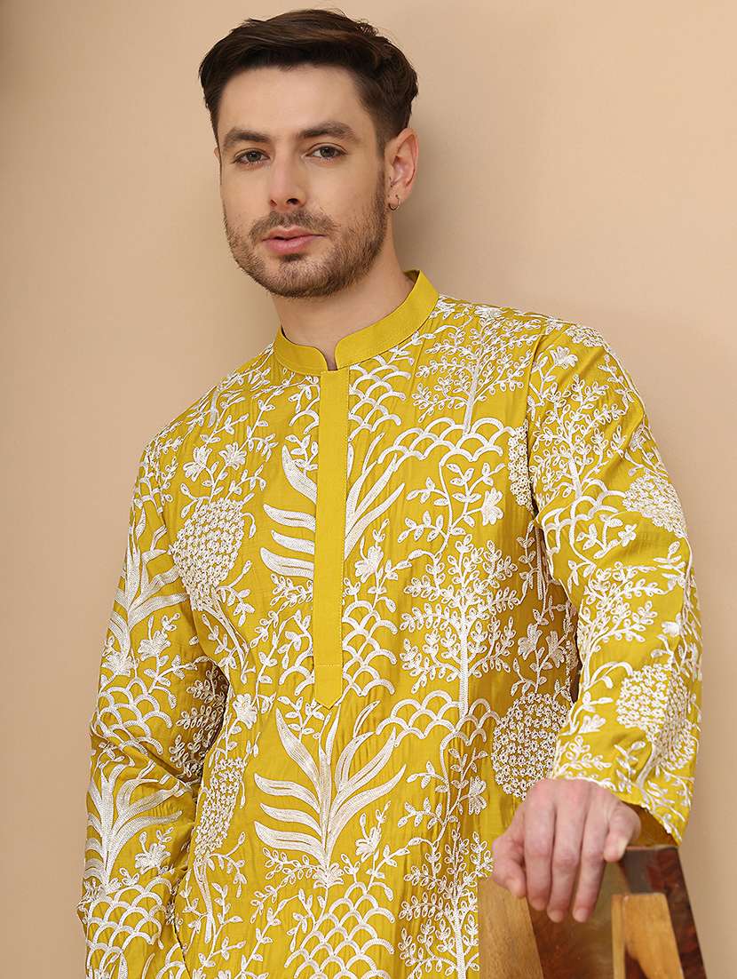 men mandarin neck kurta pyjama ethnic wear set - 21944761 -  Standard Image - 4