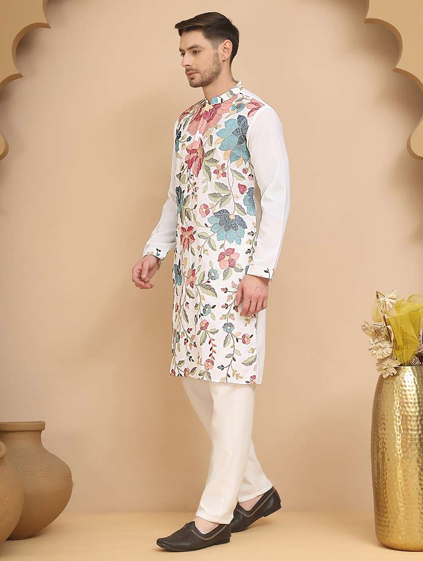 men mandarin neck kurta pyjama ethnic wear set - 21944762 -  Standard Image - 1