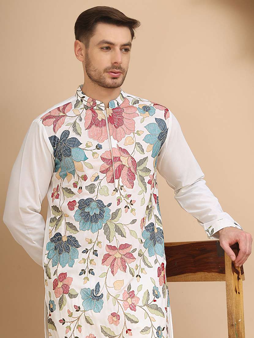 men mandarin neck kurta pyjama ethnic wear set - 21944762 - Standard Image - 4