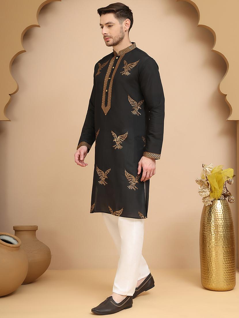 men mandarin neck kurta pyjama ethnic wear set - 21944763 - Standard Image - 1