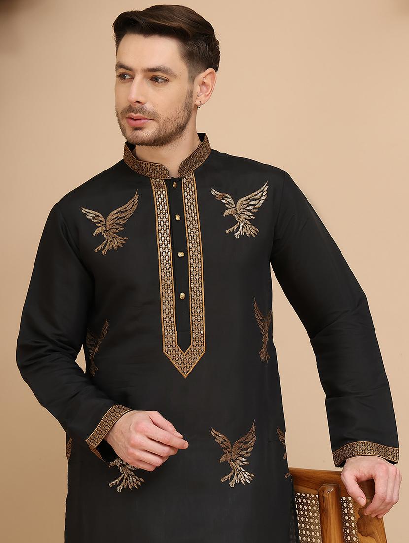 men mandarin neck kurta pyjama ethnic wear set - 21944763 - Standard Image - 4