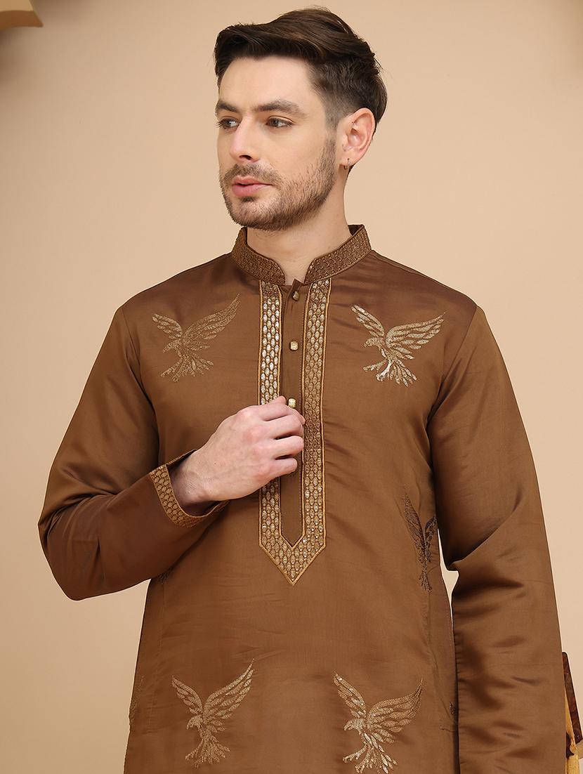 men mandarin neck kurta pyjama ethnic wear set - 21944764 - Standard Image - 4