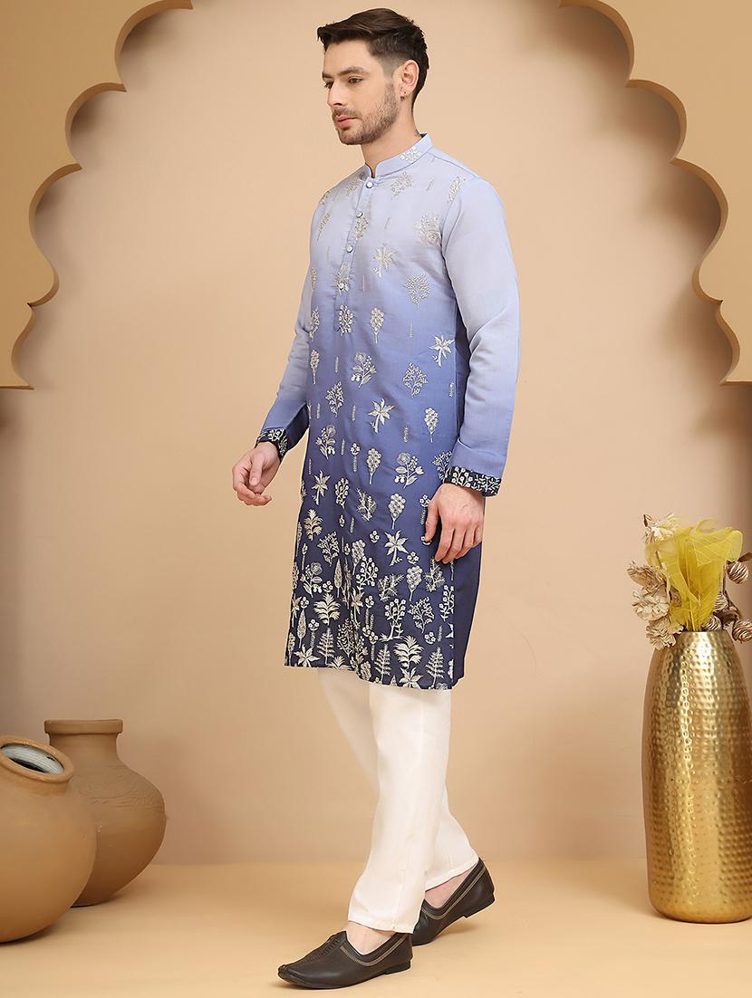 men mandarin neck kurta pyjama ethnic wear set - 21944765 - Standard Image - 1