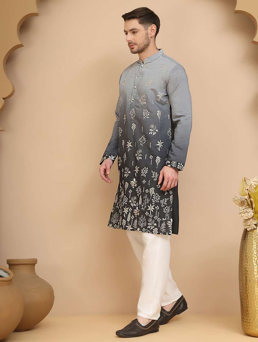 men mandarin neck kurta pyjama ethnic wear set - 21944766 -  Standard Image - 1