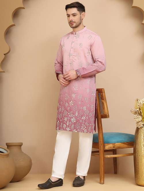men mandarin neck kurta pyjama ethnic wear set - 21944767 -  Standard Image - 0