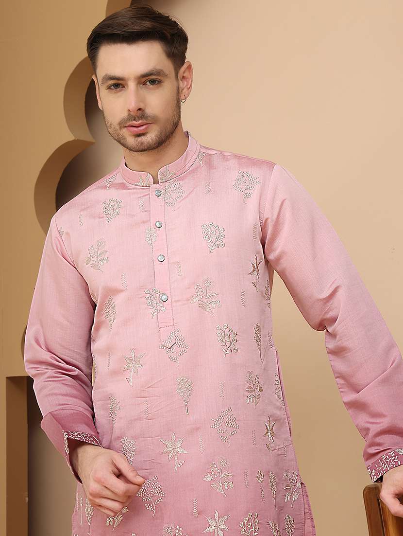 men mandarin neck kurta pyjama ethnic wear set - 21944767 - Standard Image - 4