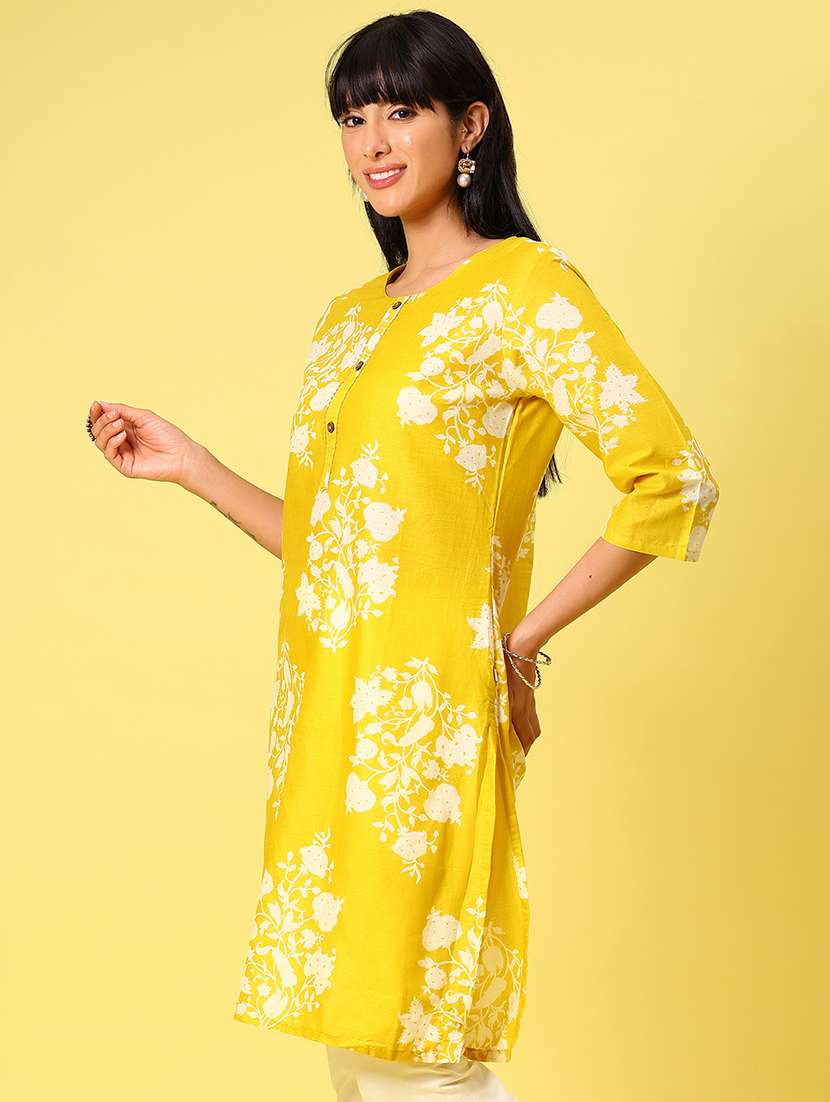 women three quarter sleeve straight kurta - 21944844 -  Standard Image - 1
