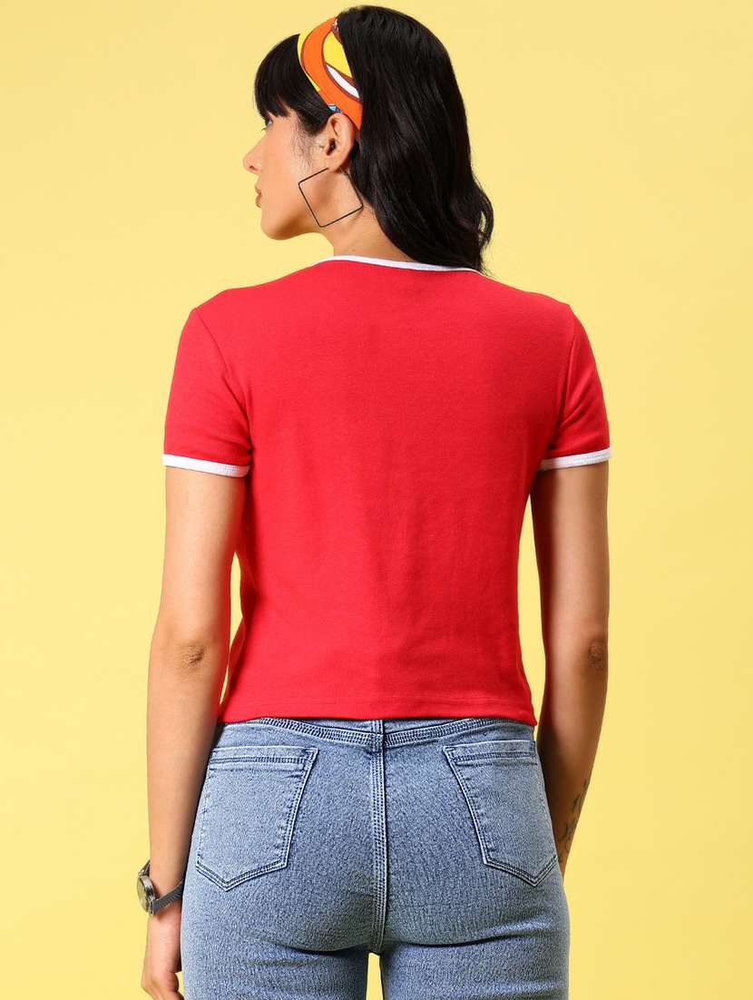 women printed short sleeve crop t-shirt - 21944845 -  Standard Image - 4