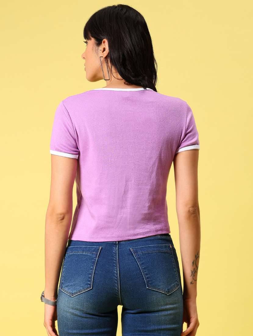 women printed short sleeve crop t-shirt - 21944847 -  Standard Image - 4