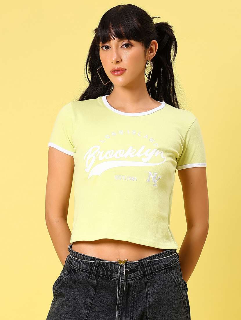 women printed short sleeve crop t-shirt - 21944848 -  Standard Image - 1