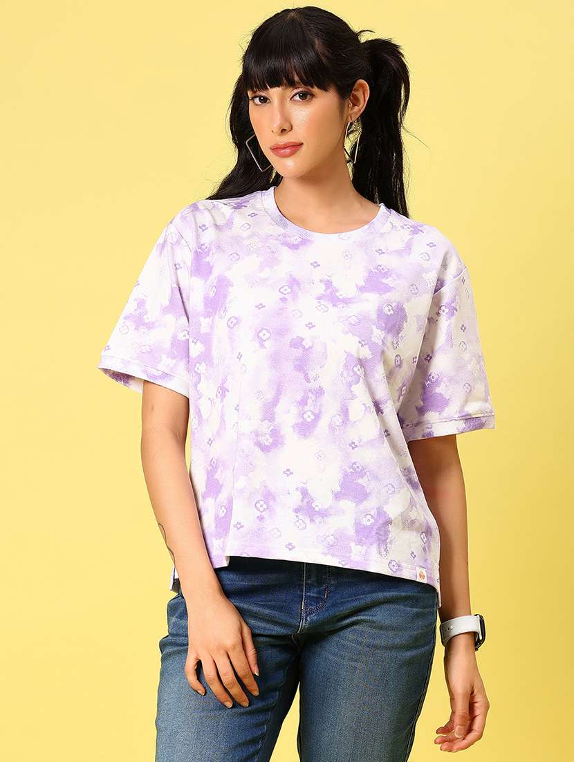 women printed short sleeve boxy t-shirt - 21944849 -  Standard Image - 1