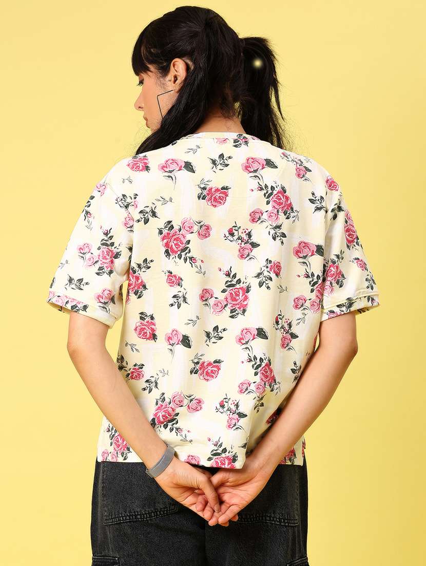 women floral print short sleeve boxy t-shirt - 21944850 -  Standard Image - 4