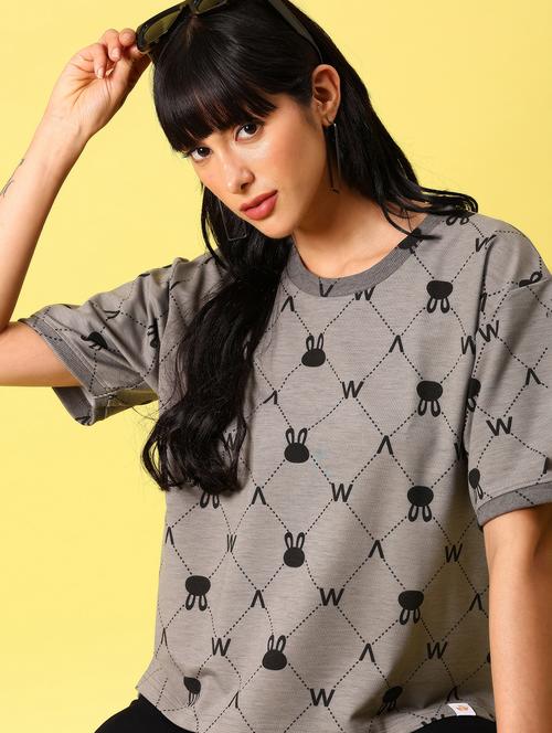 women printed short sleeve boxy t-shirt - 21944851 -  Standard Image - 0