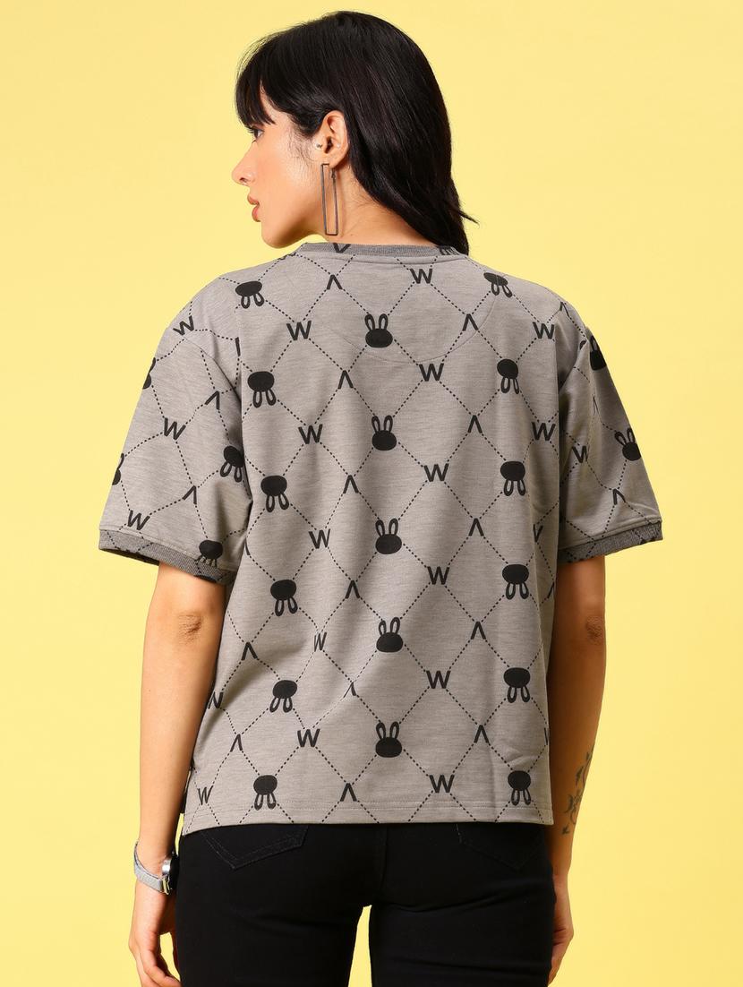 women printed short sleeve boxy t-shirt - 21944851 - Standard Image - 4