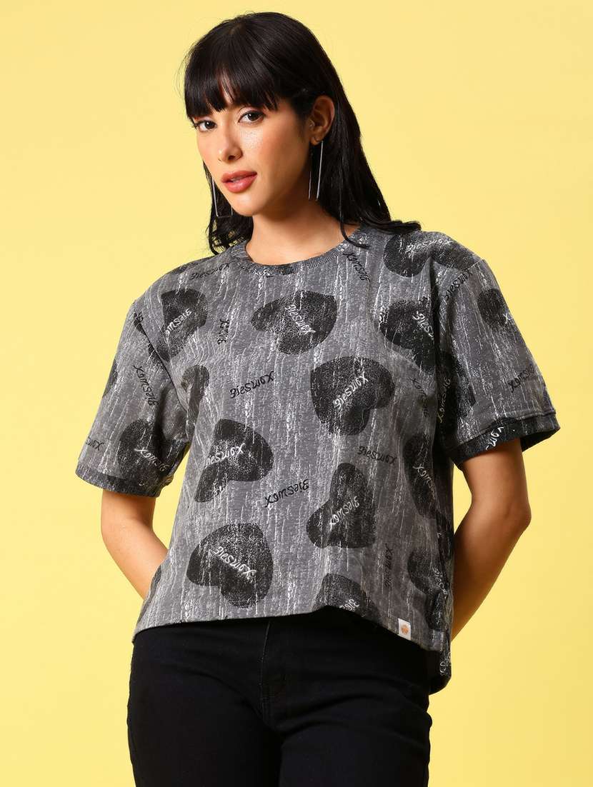 women printed short sleeve boxy t-shirt - 21944852 -  Standard Image - 1