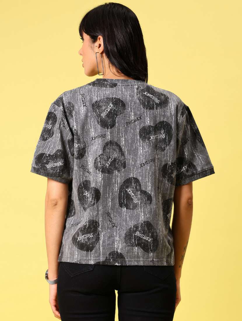 women printed short sleeve boxy t-shirt - 21944852 -  Standard Image - 4
