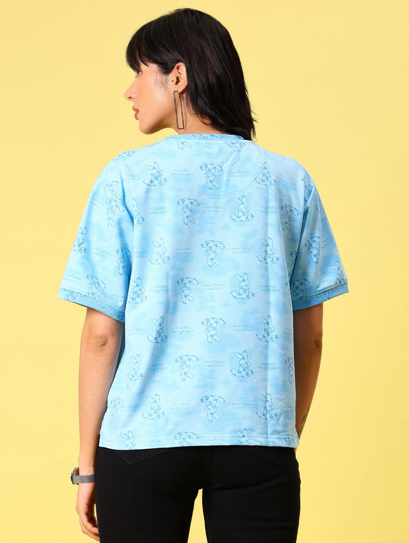 women printed short sleeve boxy t-shirt - 21944853 - Standard Image - 4