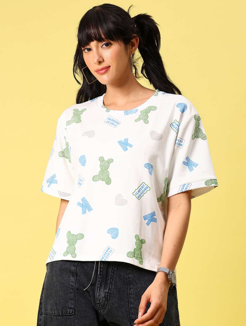 women printed short sleeve boxy t-shirt - 21944854 -  Standard Image - 1