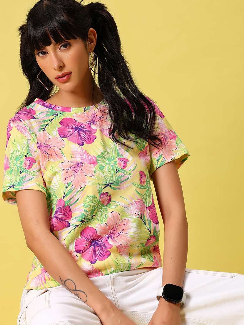 women floral print short sleeve t-shirt