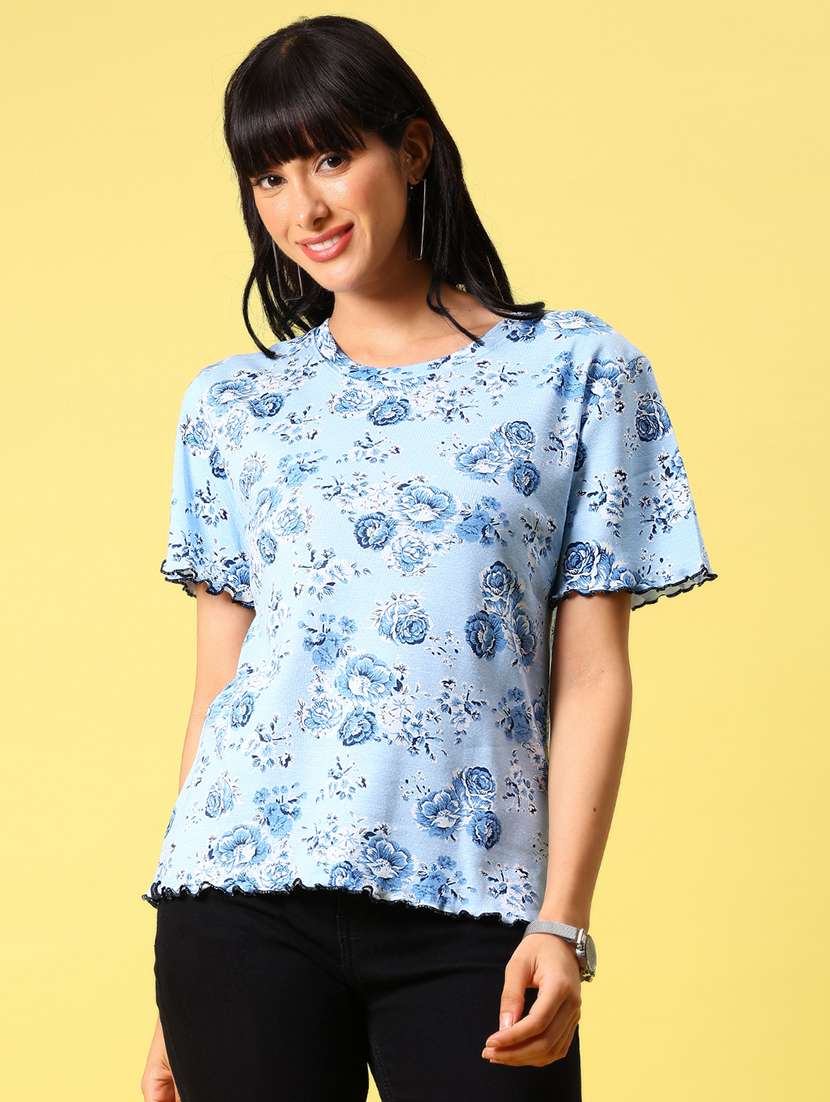 women floral print short sleeve regular fit t-shirt - 21944858 -  Standard Image - 1