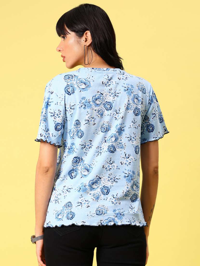women floral print short sleeve regular fit t-shirt - 21944858 -  Standard Image - 4