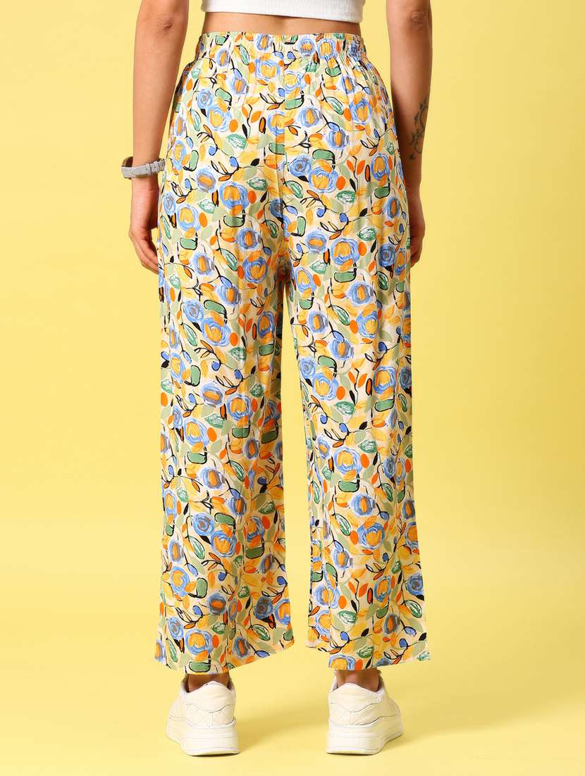 women printed high rise straight palazzo - 21944874 - Standard Image - 4