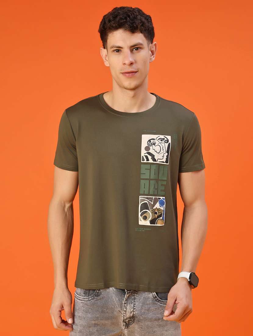 men placement print short sleeve regular fit t-shirt