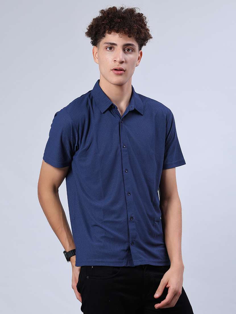 men solid collared short sleeve shirt - 21945013 -  Standard Image - 1