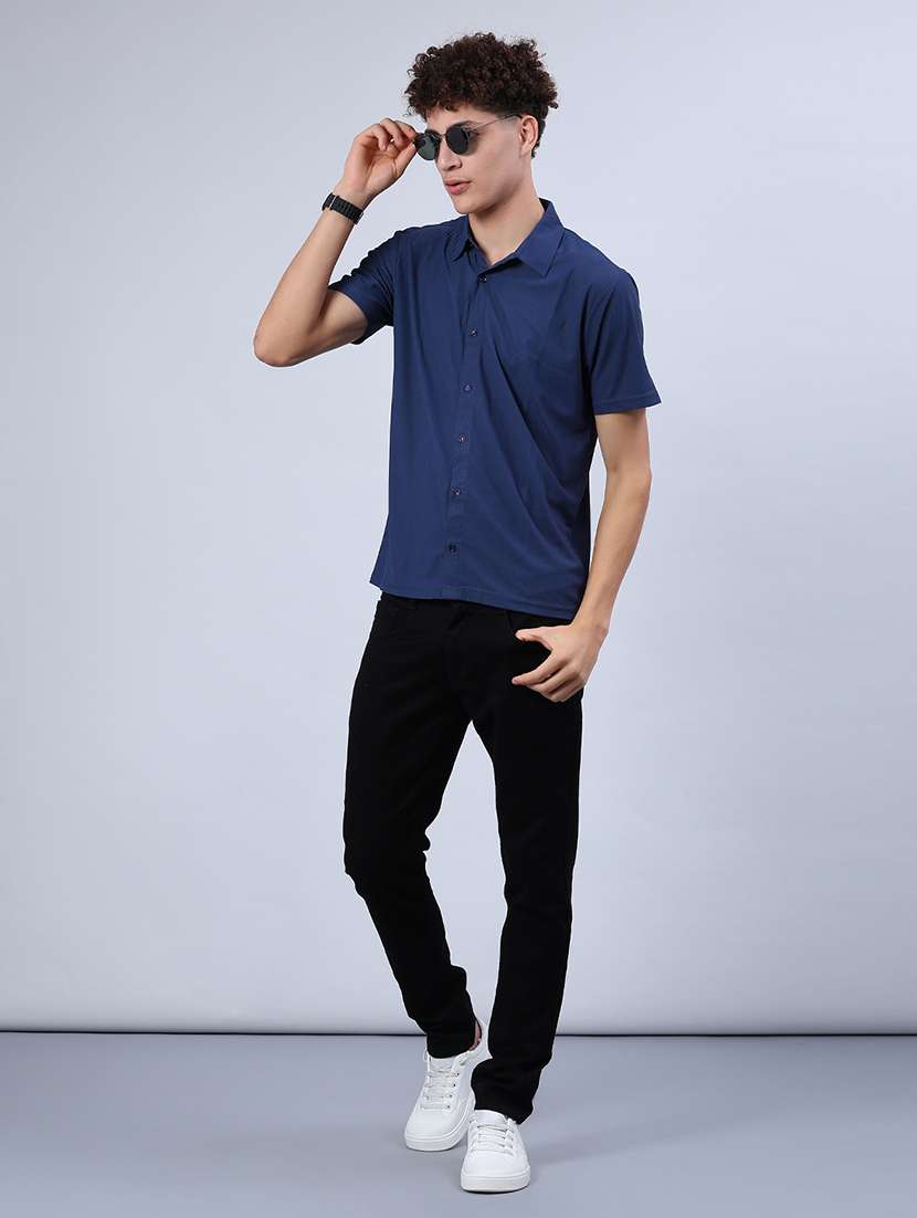 men solid collared short sleeve shirt - 21945013 -  Standard Image - 4