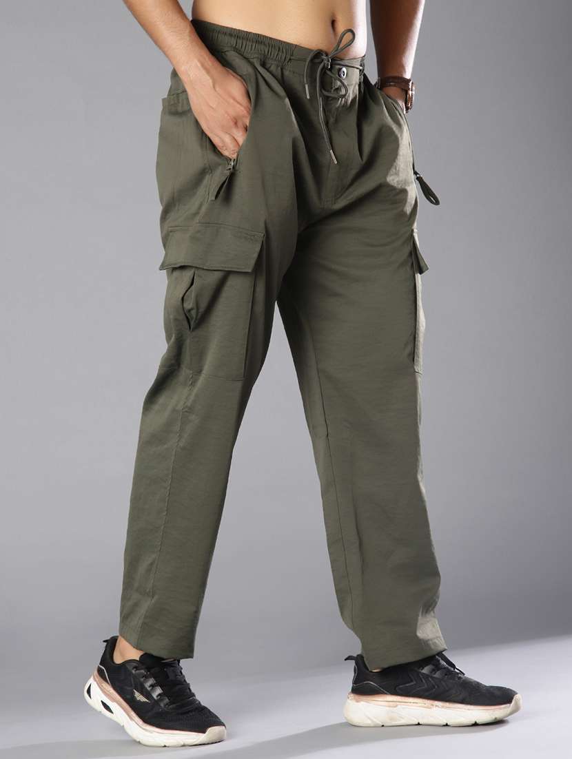 men solid mid rise cargo - 21946205 -  Standard Image - 1