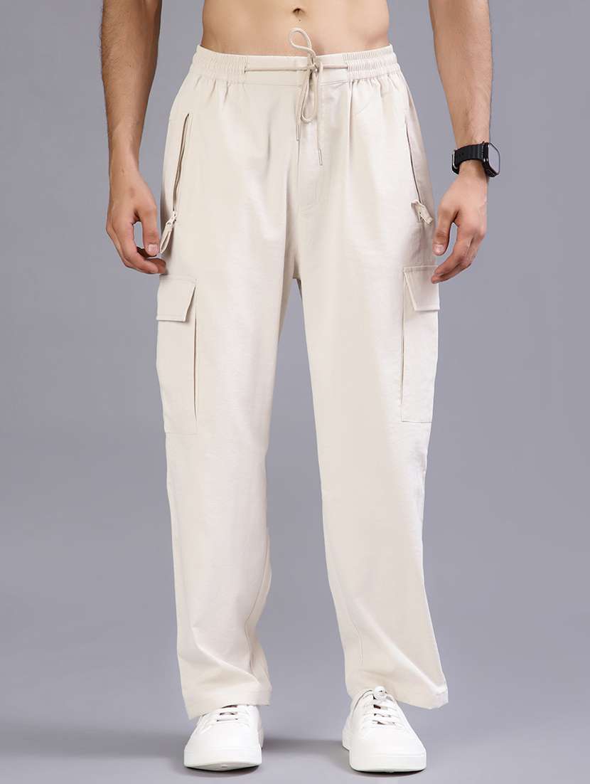 men solid mid rise cargo - 21946206 -  Standard Image - 1