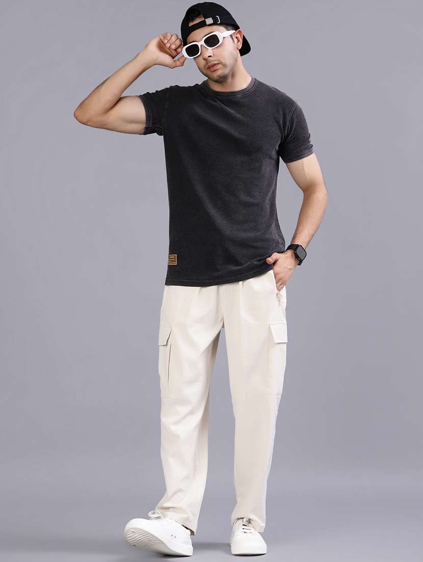 men solid mid rise cargo - 21946206 -  Standard Image - 4