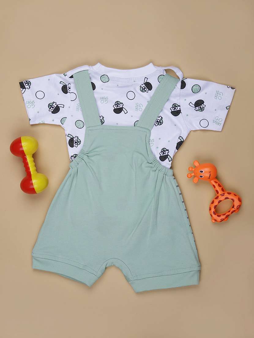 boys printed t-shirt & dungaree casual wear set - 21946235 -  Standard Image - 1