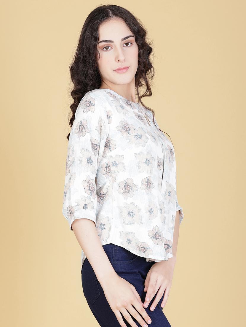 women printed three quarter sleeve regular top - 21946236 -  Standard Image - 1