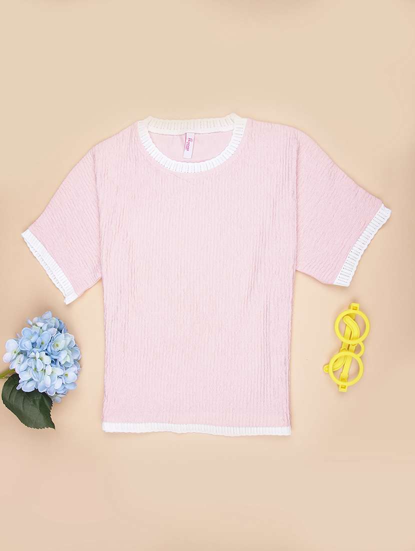 girls solid short sleeve regular fit tee