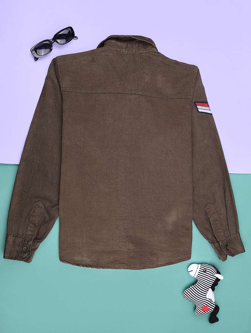 boys solid collared long sleeve shirt - 21946307 -  Standard Image - 1