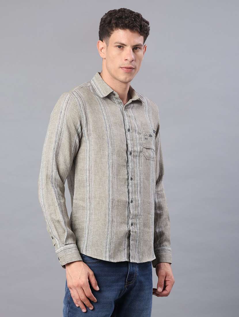 men printed collared long sleeve shirt - 21946310 -  Standard Image - 1