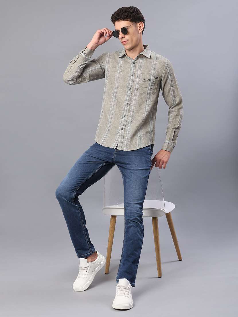 men printed collared long sleeve shirt - 21946310 -  Standard Image - 4