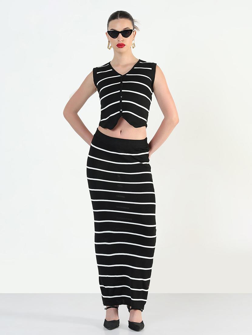 women striped top and skirt co-ord set - 21946338 - Standard Image - 1