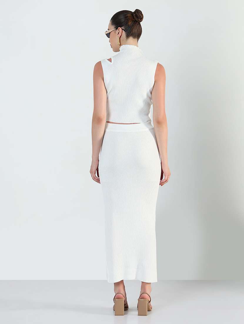 women solid top and skirt co-ord set - 21946339 -  Standard Image - 4