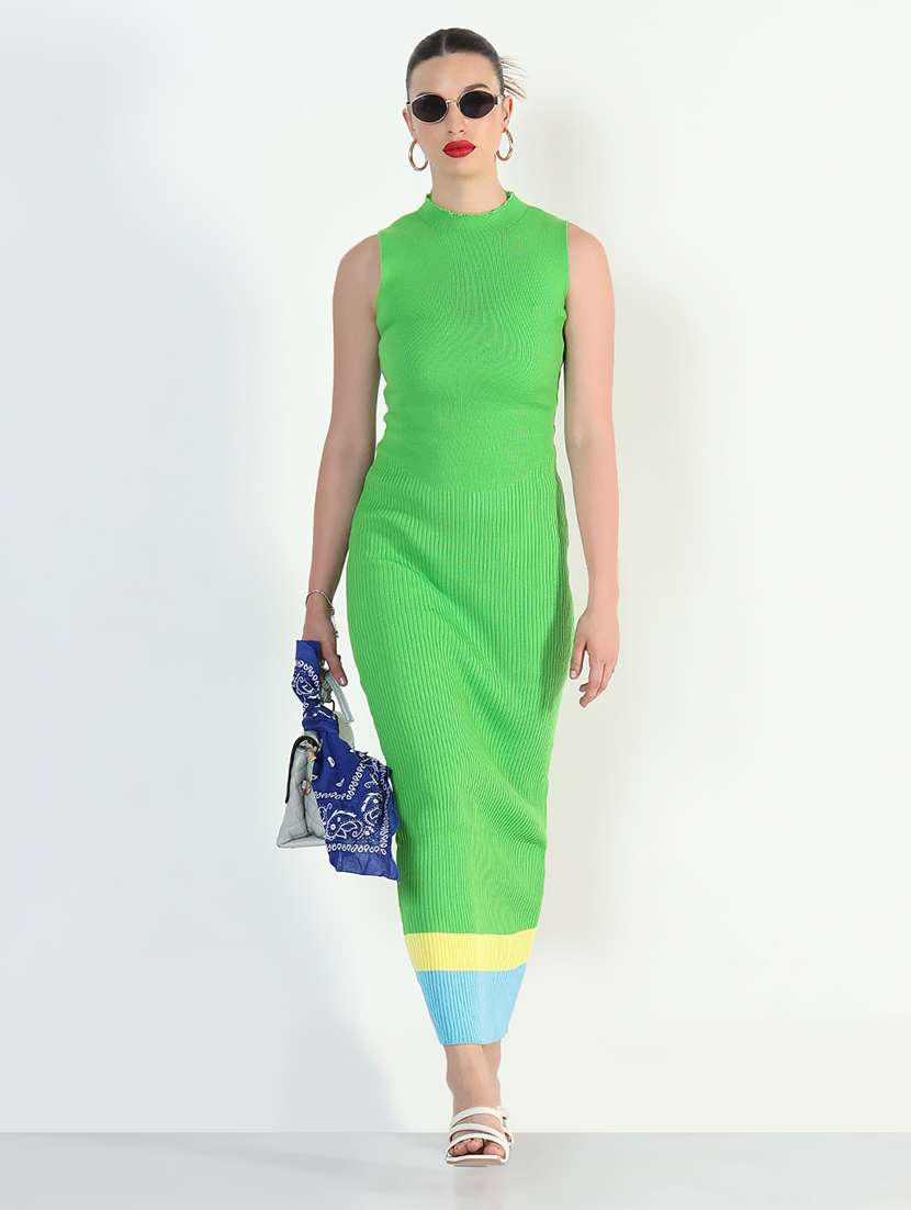 women striped sleeveless bodycon dress