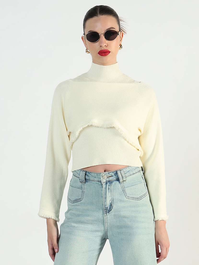 women cream solid long sleeve layered top - 21946378 - Standard Image - 1