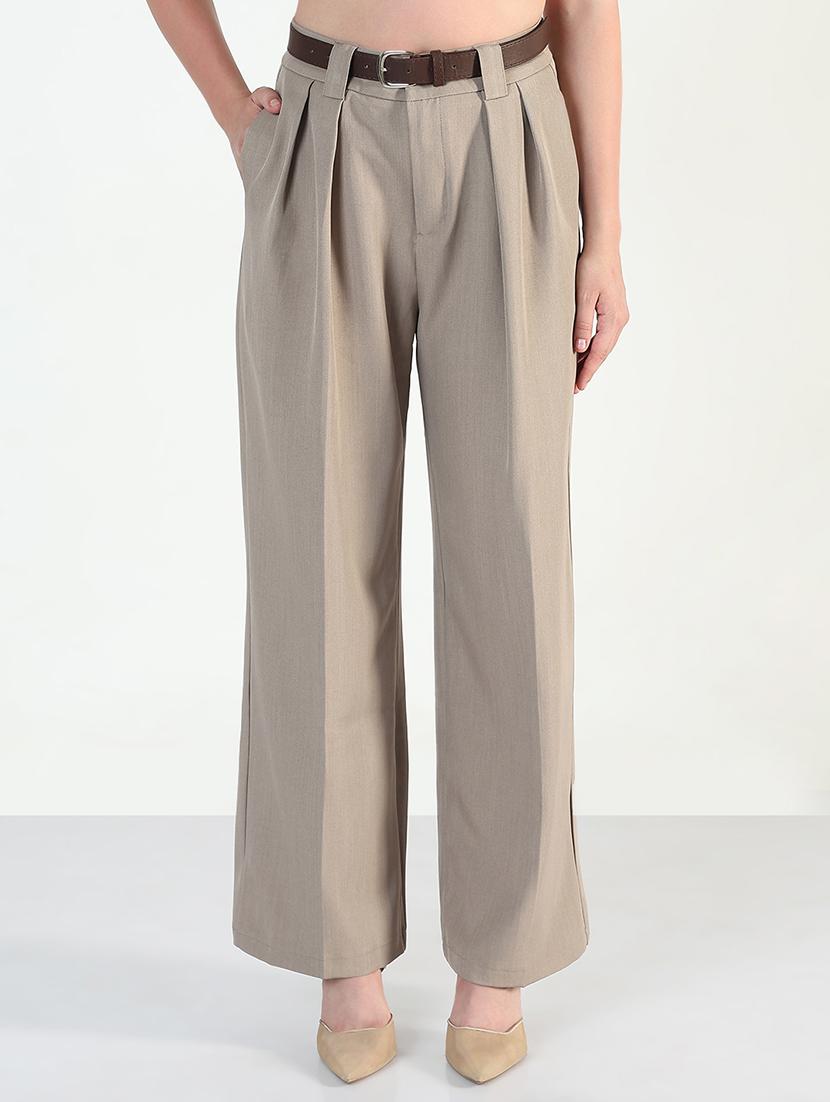 women solid high rise korean pants  - 21946382 -  Standard Image - 1