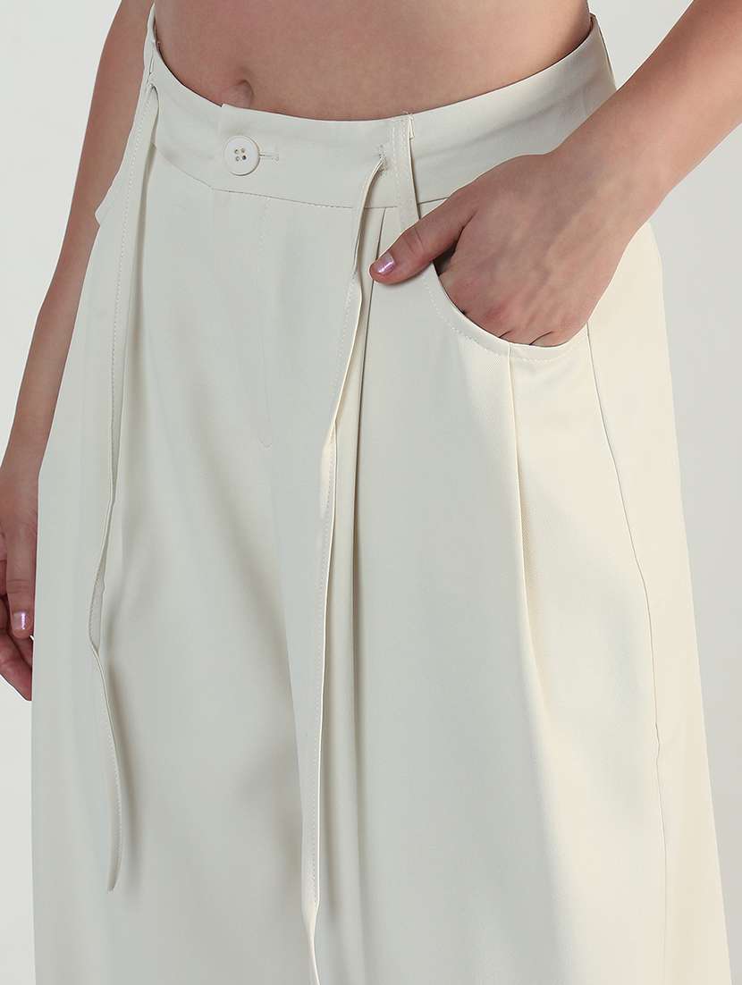 women solid high rise korean pants  - 21946386 -  Standard Image - 4