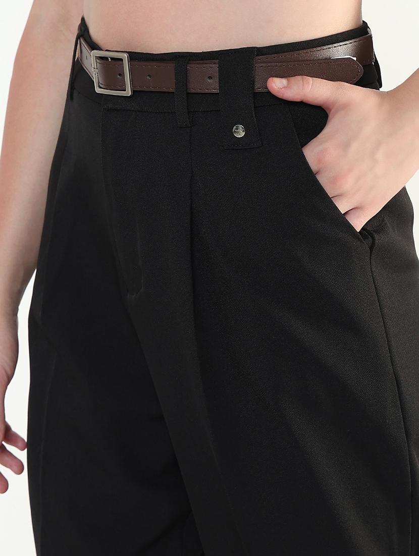 women solid high rise pleated staight trouser - 21946391 - Standard Image - 4