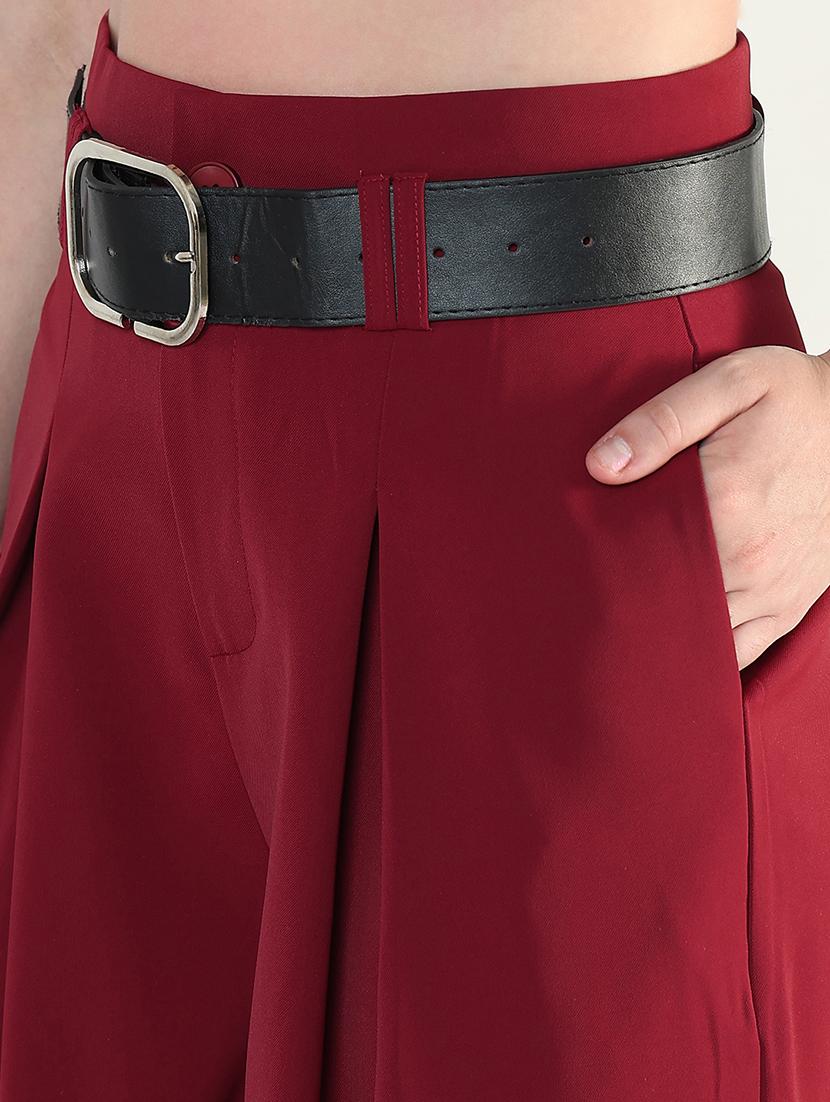 women solid high rise korean pants - 21946394 - Standard Image - 4