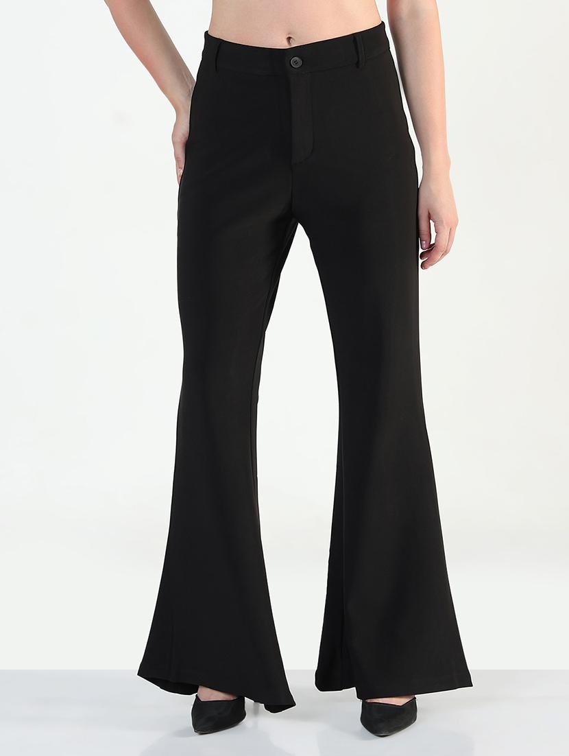 women black solid mid rise bootcut trouser - 21946399 -  Standard Image - 1