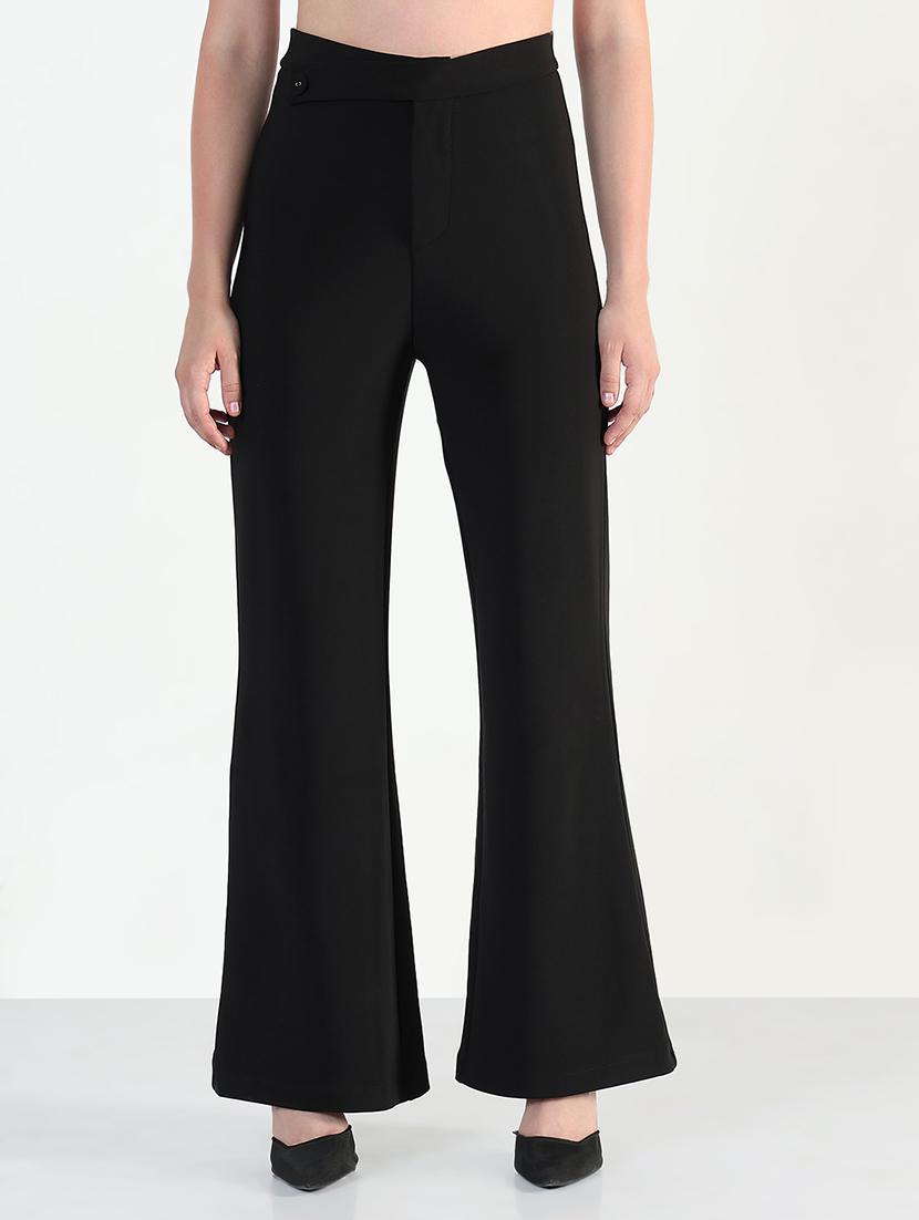 women black solid high rise bootcut trouser - 21946404 -  Standard Image - 1