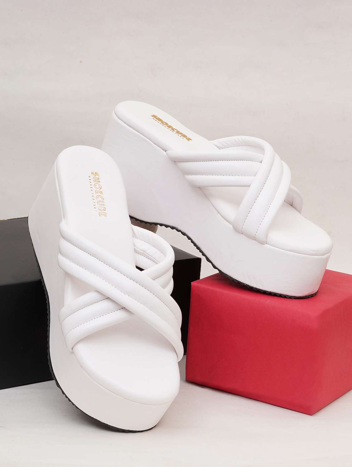 women solid slip on wedge